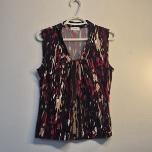 Calvin Klein Sleeveless V-Neck Printed Camisole - Burgundy, Black, Cream